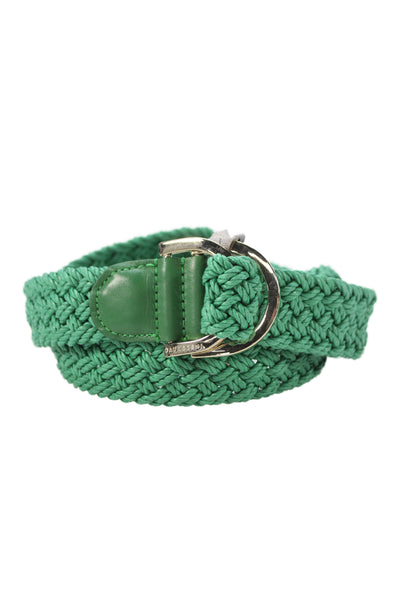 Gavazzeni Italy Womens Woven D Buckle Belt Green Size S