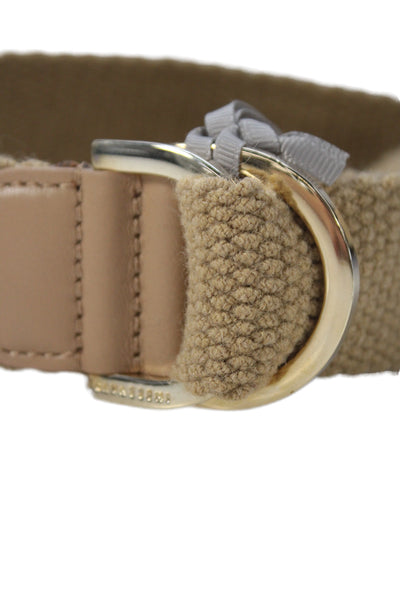 Gavazzeni Italy Womens Knit D Buckle Belt Beige Size S