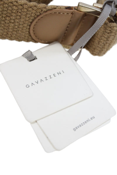 Gavazzeni Italy Womens Knit D Buckle Belt Beige Size S