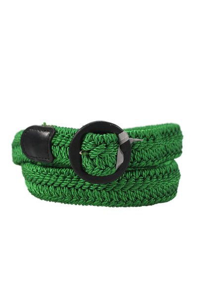 Gavazzeni Italy Womens Woven Circular Buckle Belt Green Size S