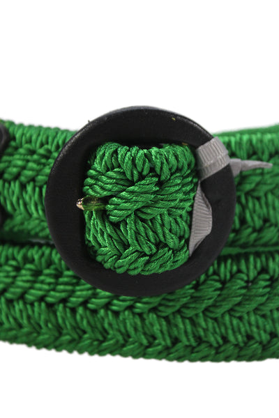 Gavazzeni Italy Womens Woven Circular Buckle Belt Green Size S