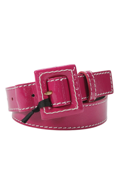Gavazzeni Italy Womens Patent Leather Frame Buckle Belt Fuchsia Size 85