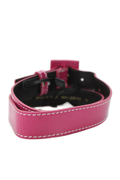 Gavazzeni Italy Womens Patent Leather Frame Buckle Belt Fuchsia Size 85