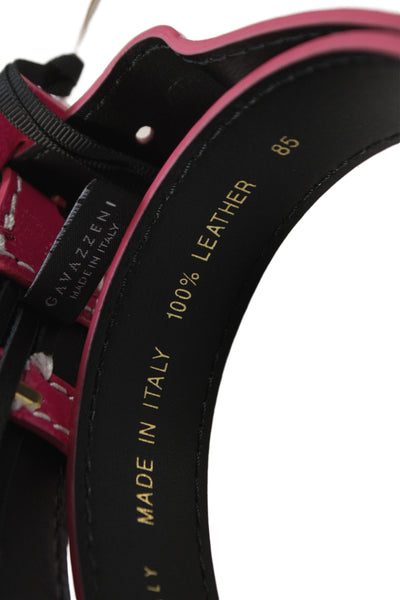 Gavazzeni Italy Womens Patent Leather Frame Buckle Belt Fuchsia Size 85
