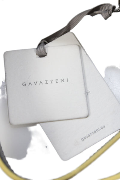 Gavazzeni Italy Womens Embossed Leather Skinny Square Buckle Belt Beige Size 85
