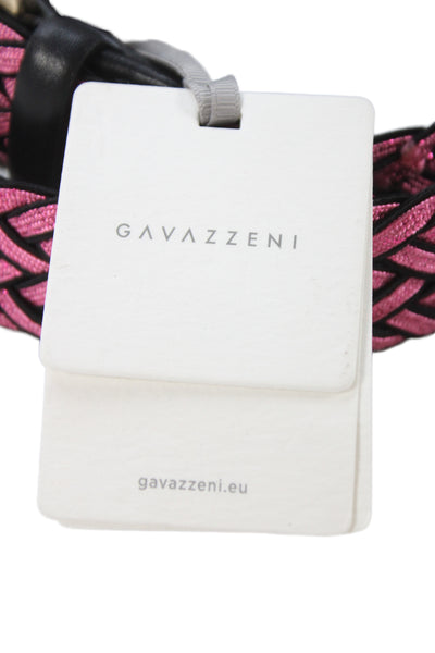 Gavazzeni Italy Womens Metallic Woven Square Buckle Belt Pink Size 85