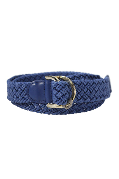 Gavazzeni Italy Womens Woven D Buckle Belt Blue Size S