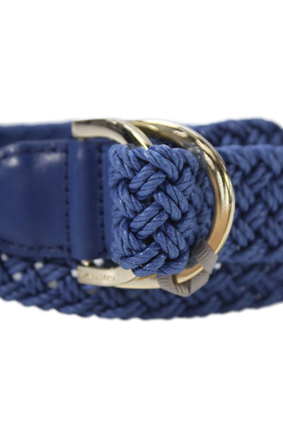 Gavazzeni Italy Womens Woven D Buckle Belt Blue Size S