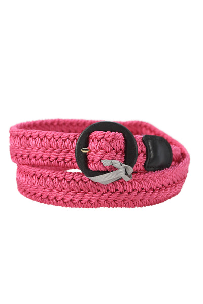 Gavazzeni Italy Womens Woven Circular Buckle Belt Pink Size S