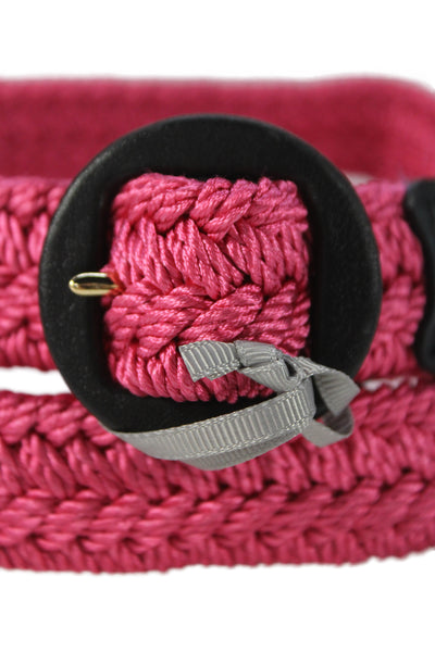 Gavazzeni Italy Womens Woven Circular Buckle Belt Pink Size S