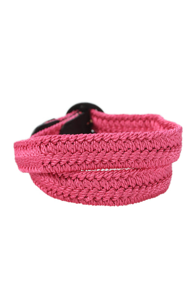 Gavazzeni Italy Womens Woven Circular Buckle Belt Pink Size S