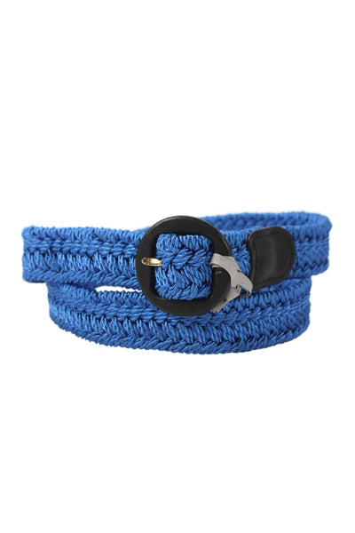Gavazzeni Italy Womens Woven Circular Buckle Belt Blue Size S