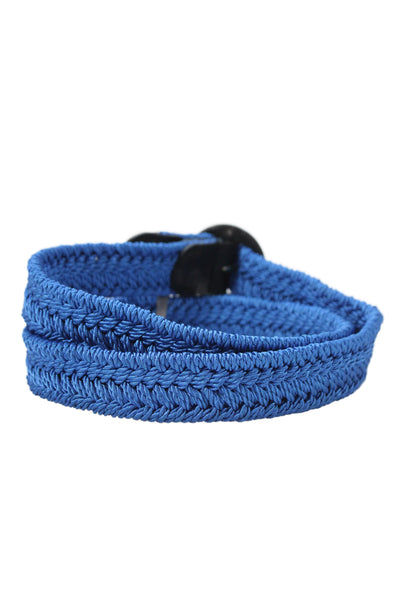 Gavazzeni Italy Womens Woven Circular Buckle Belt Blue Size S