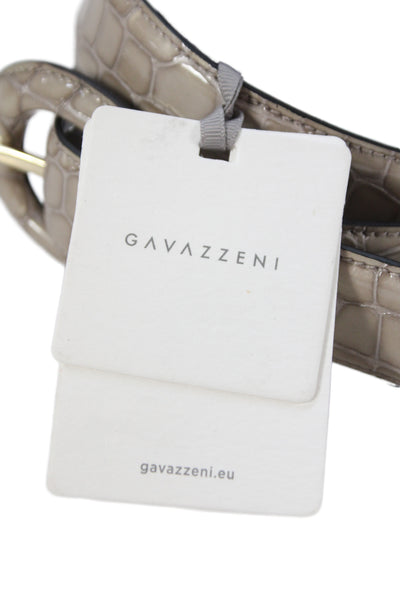 Gavazzeni Italy Womens Leather Croc Embossed Belt Taupe Size 85