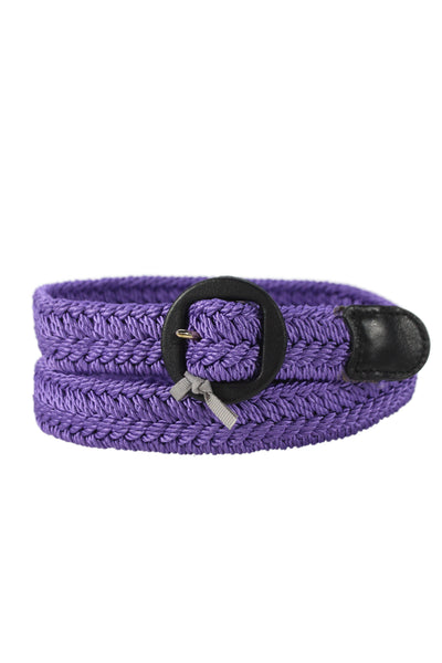 Gavazzeni Italy Womens Woven Circular Buckle Belt Purple Size S