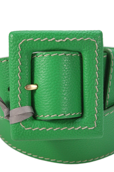 Gavazzeni Italy Womens Patent Leather Frame Buckle Belt Green Size 85