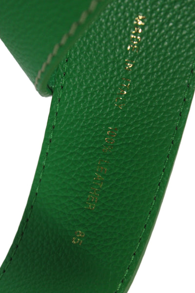 Gavazzeni Italy Womens Patent Leather Frame Buckle Belt Green Size 85