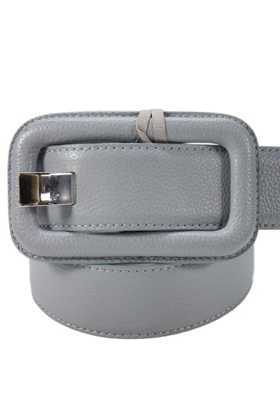 Gavazzeni Italy Womens Leather Square Buckle Belt Gray Size 80