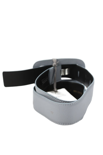Gavazzeni Italy Womens Leather Square Buckle Belt Gray Size 80