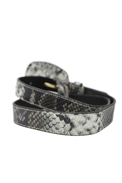 Gavazzeni Italy Womens Leather Animal Print Square Buckle Belt Gray Size 85