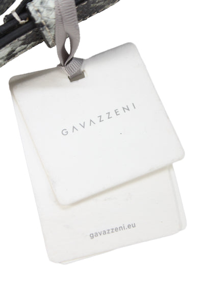 Gavazzeni Italy Womens Leather Animal Print Square Buckle Belt Gray Size 85