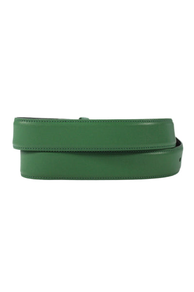 Gavazzeni Italy Womens Leather Square Buckle Skinny Belt Green Size 85
