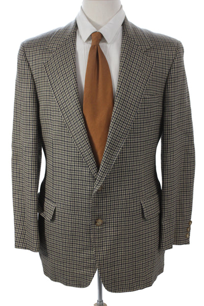 H. Freeman & Son Mens Wool Checked Sport Coat Button Front Collared Size 40