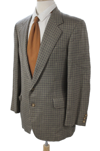 H. Freeman & Son Mens Wool Checked Sport Coat Button Front Collared Size 40