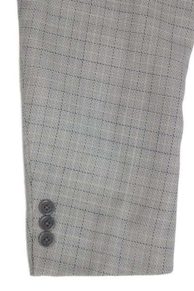 Lubiam Mens Gray Wool Checked Suit Jacket Button Collared Classic Size 50