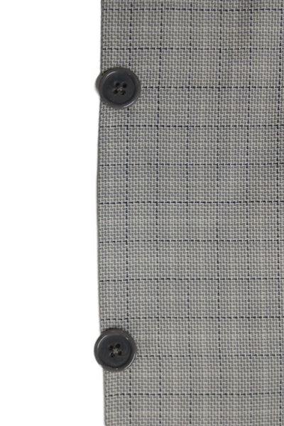 Lubiam Mens Gray Wool Checked Suit Jacket Button Collared Classic Size 50