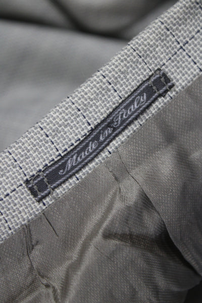 Lubiam Mens Gray Wool Checked Suit Jacket Button Collared Classic Size 50