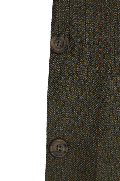 Hickey Freeman Mens Herringbone Silk Sport Coat Green Button Size 48