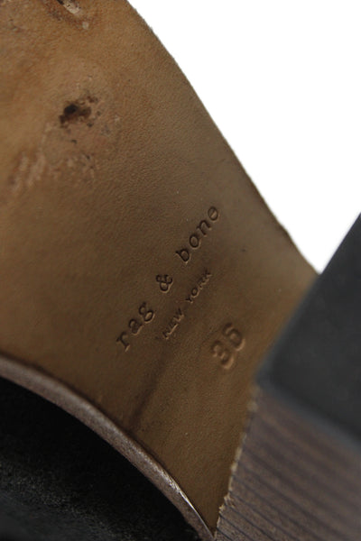 Rag & Bone Womens Suede Leather Cap Toe Block Heels Ankle Boots Shoes Black Sz 6