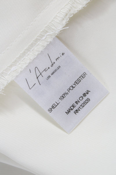 L'Academie Womens Cropped Blouse White V-Neck Tie Short Sleeve Poly Size XS