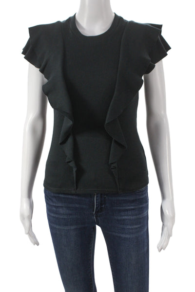 Veronica Beard Womens Black Cotton Crew Neck T-Shirt Short Sleeve Size XS