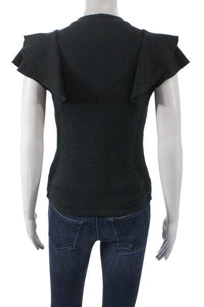 Veronica Beard Womens Black Cotton Crew Neck T-Shirt Short Sleeve Size XS
