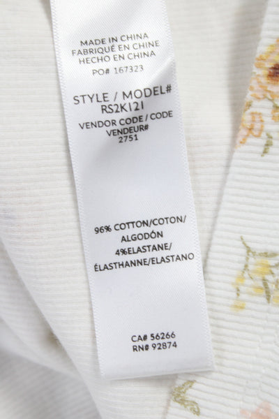 Splendid Womens Basic Floral White Tank Top Round Neck Cotton Blend Size XS