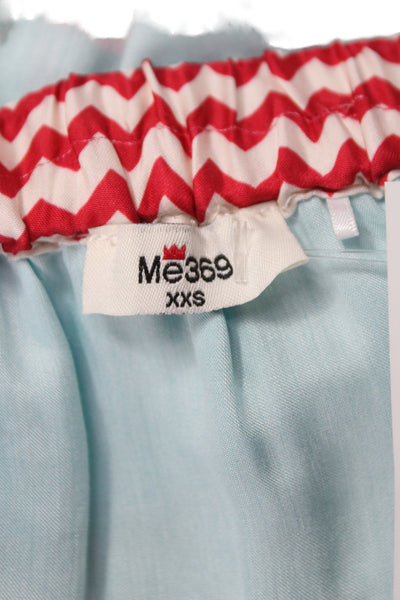 Me 369 Women A-Line Midi Skirt Light Blue Viscose Graphic Print Size 2XS