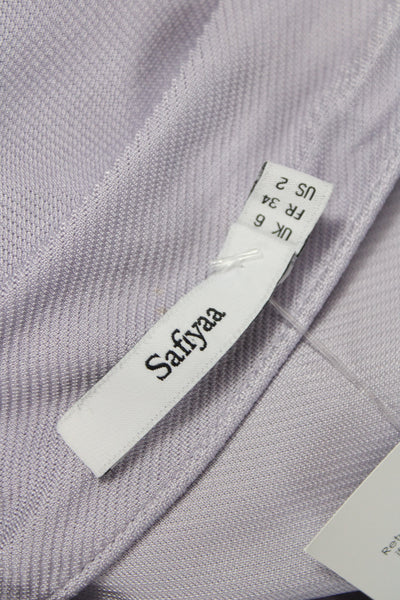 Safiyaa Women Maxi Sheath Dress Purple V-Neck Long Sleeve Cotton Tie Size 2