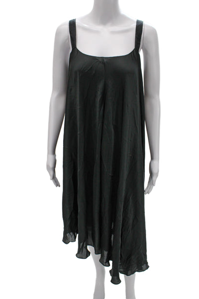 Elizabeth & James Womens Black Linen Square Neck Slip Dress Sleeveless Size S