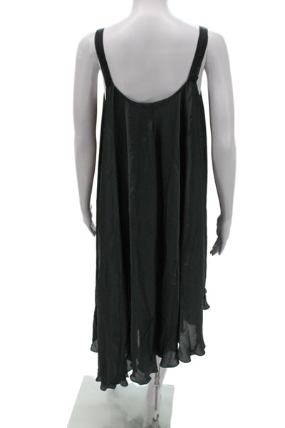 Elizabeth & James Womens Black Linen Square Neck Slip Dress Sleeveless Size S