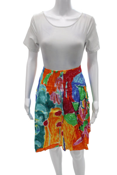 Lauren Ralph Lauren Women A-Line Pleated Skirt Blue Cotton Graphic Size 6P