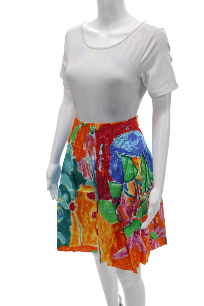 Lauren Ralph Lauren Women A-Line Pleated Skirt Blue Cotton Graphic Size 6P