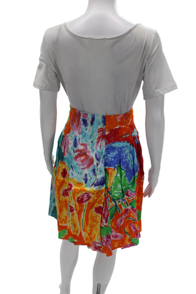 Lauren Ralph Lauren Women A-Line Pleated Skirt Blue Cotton Graphic Size 6P