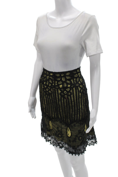 Betsey Johnson Women Mini Skirt Black Cotton Size 6