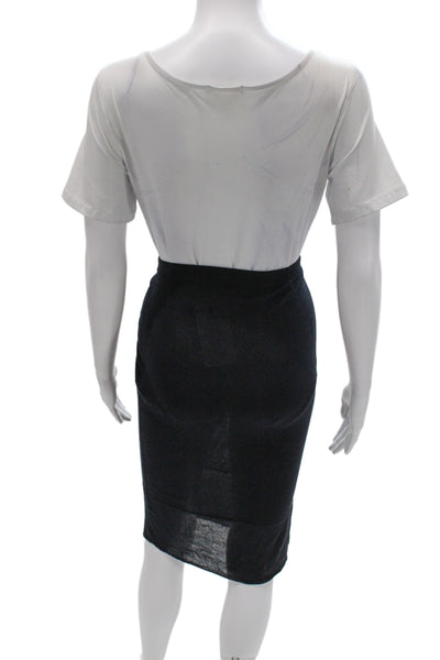 Donna Karan New York Womens Straight Pencil Black Cotton Skirt Size S