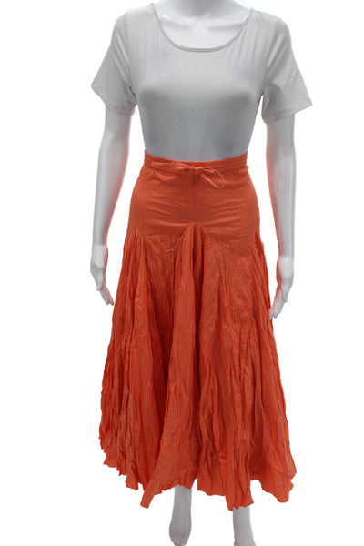 Boston Proper Women Orange Flare Maxi Peasant Skirt Size XS