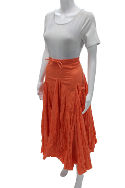 Boston Proper Women Orange Flare Maxi Peasant Skirt Size XS