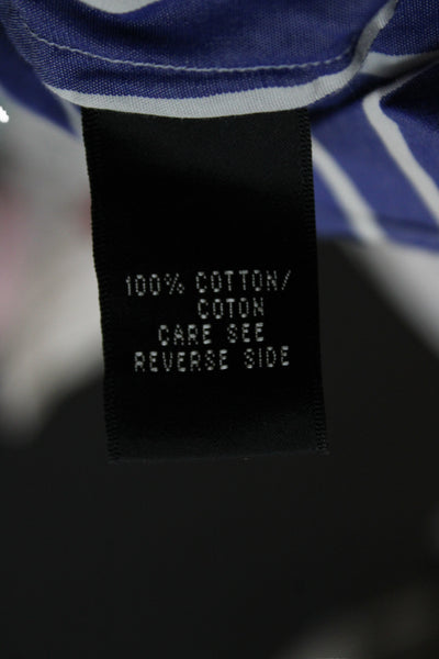 Ralph Lauren Black Label Women Blue Striped Cotton Button-Up Long Sleeve Size 6