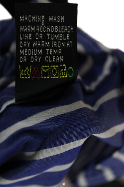 Ralph Lauren Black Label Women Blue Striped Cotton Button-Up Long Sleeve Size 6